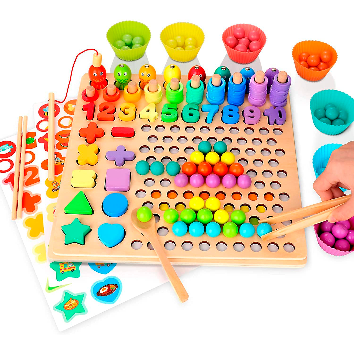 Juguete de madera para niños, juguetes para niños para 3 años, tablero  Montessori, educación temprana de motricidad fina, palillos de  reconocimiento